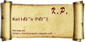 Kallós Pál névjegykártya